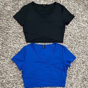 Black & Blue Crossover Cropped Blouse Bundle